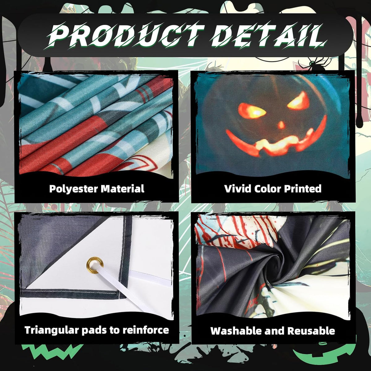 Scary Halloween Garage Door Cover, 7X16Ft Spider Web Backdrop