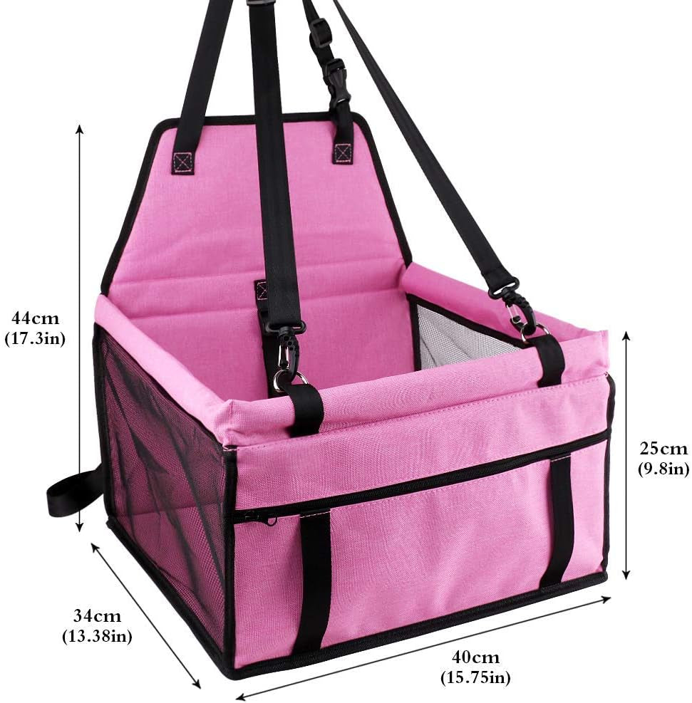 Pet Dog Car Booster Seat Carrier,Portable Foldable Carrier with Seat Belt for Dog Cat up to 30Lbs …