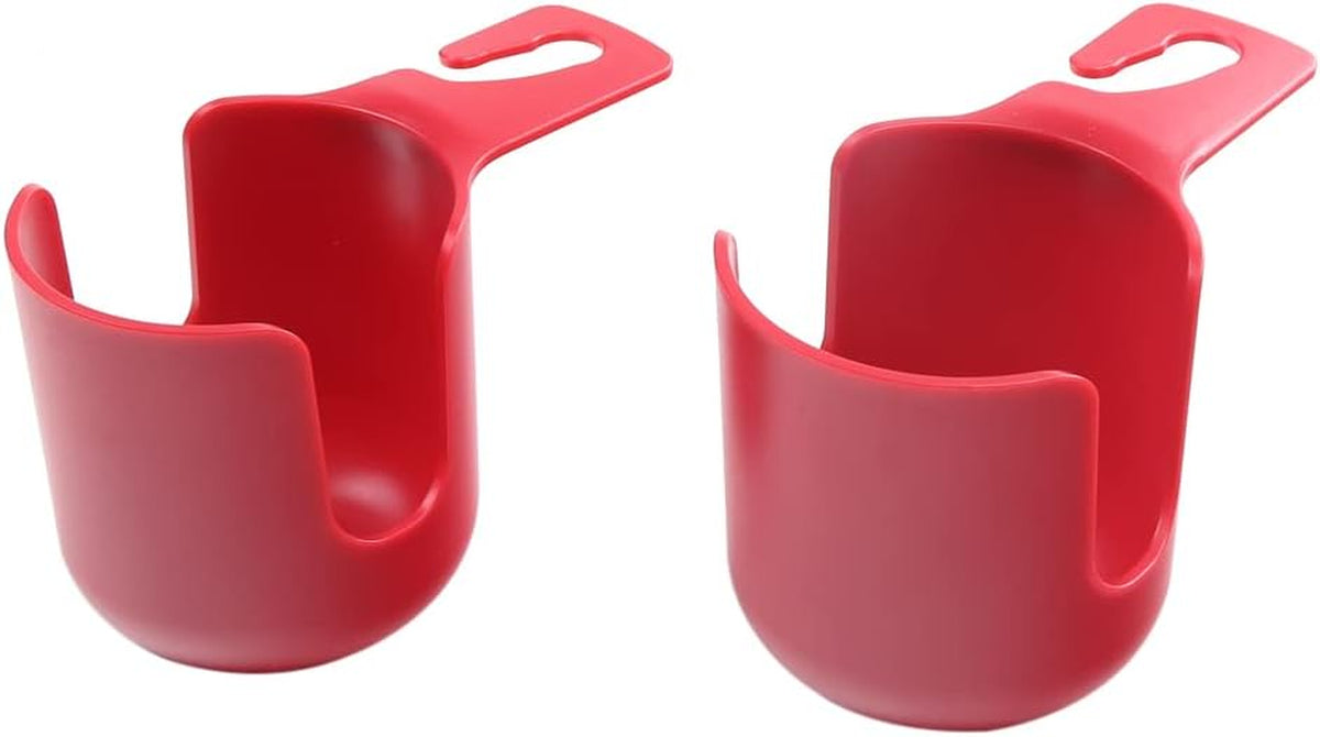 Car Seat Headrest Hook Organizer with Cup Holder - Universal Vehicle Storage Hanger for Handbags, Groceries, Backseat Organizer, Car Accessories Fit All Cars (Red)