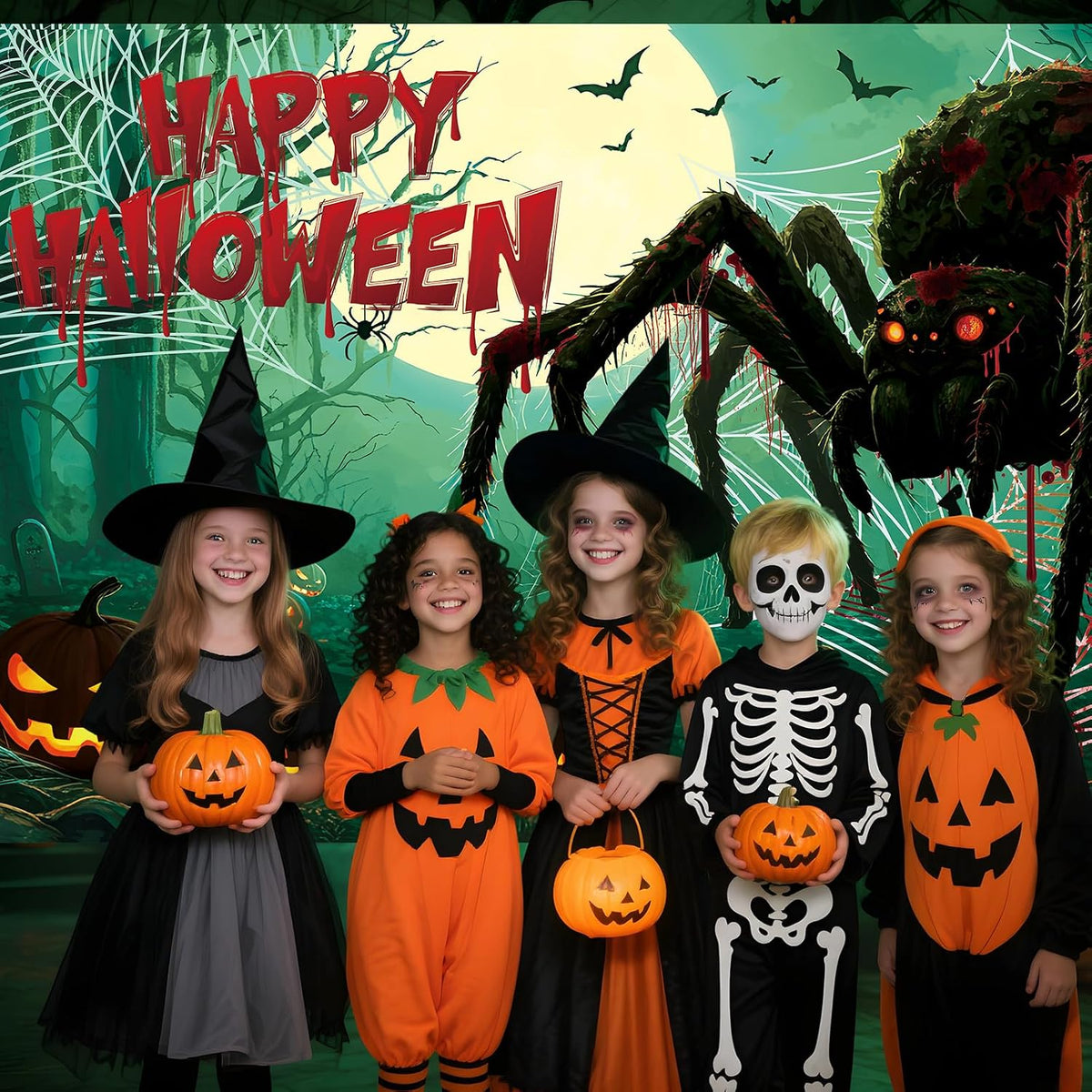 Scary Halloween Garage Door Cover, 7X16Ft Spider Web Backdrop